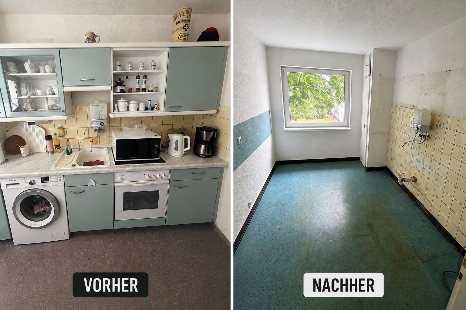 Küche – Vorher & Nachher – Beispiel einer Entrümpelung von D&B Entrümpelung
